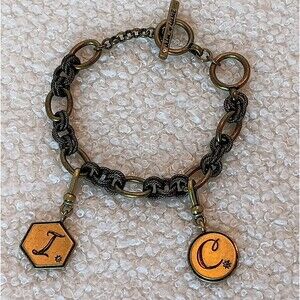 Chloe + Isabel Tresors Heirloom C & I Charm Bracelet Toggle 6-7 inch w/ Dustbag